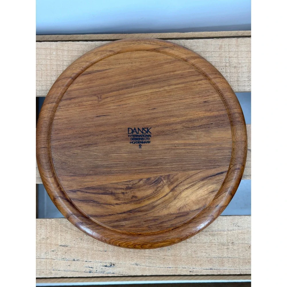 Vintage Dansk Denmark Staved Teak Wood‎ Tray Cheese Board Parquet Inlay MCM 10